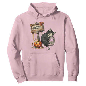 Halloween Trick Or Treat Black Cat Skeleton Hoodie TS12 Light Pink Print Your Wear