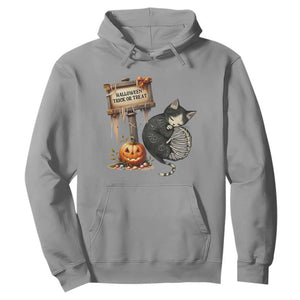 Halloween Trick Or Treat Black Cat Skeleton Hoodie TS12 Sport Gray Print Your Wear
