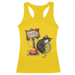 Halloween Trick Or Treat Black Cat Skeleton Racerback Tank Top TS12 Daisy Print Your Wear