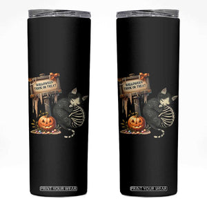 Halloween Trick Or Treat Black Cat Skeleton Halloween Skinny Tumbler TS12 Black Print Your Wear