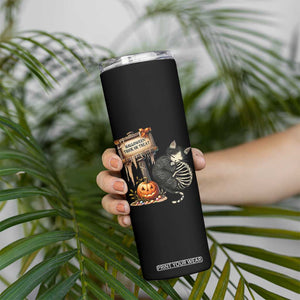 Halloween Trick Or Treat Black Cat Skeleton Halloween Skinny Tumbler TS12 Print Your Wear