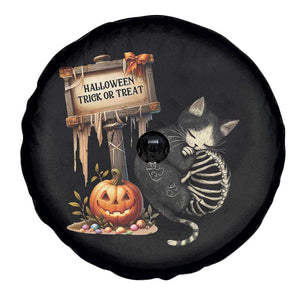 Halloween Trick Or Treat Black Cat Skeleton Halloween Spare Tire Cover TS12 Print Your Wear