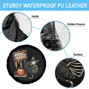 Halloween Trick Or Treat Black Cat Skeleton Halloween Spare Tire Cover TS12 Print Your Wear