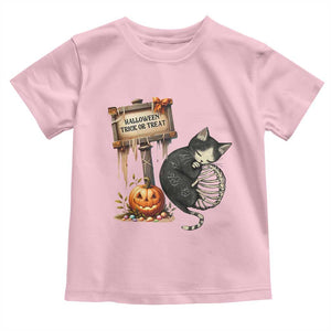 Halloween Trick Or Treat Black Cat Skeleton Toddler T Shirt TS12 Light Pink Print Your Wear
