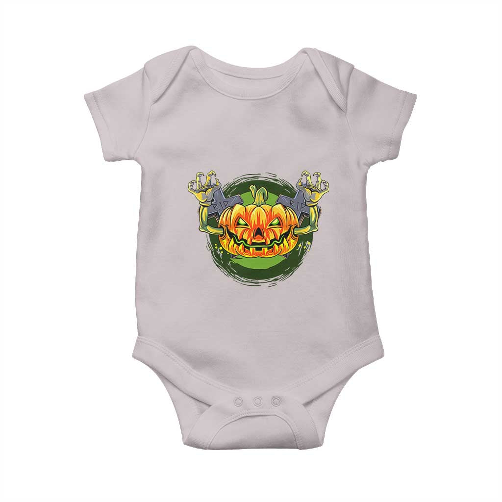 Funny Halloween Pumpkin Ghoul Baby Onesie Scary Zombie Hands TS12 Ice Gray Print Your Wear