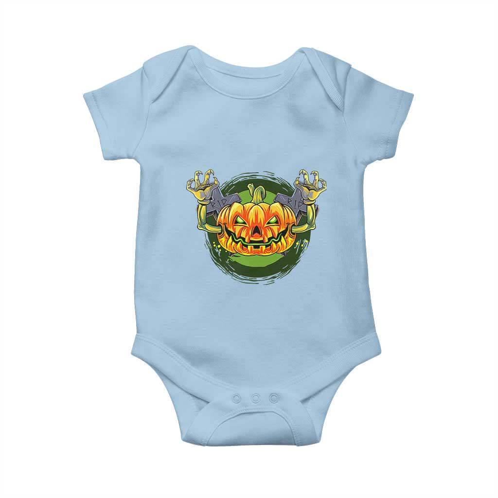 Funny Halloween Pumpkin Ghoul Baby Onesie Scary Zombie Hands TS12 Light Blue Print Your Wear