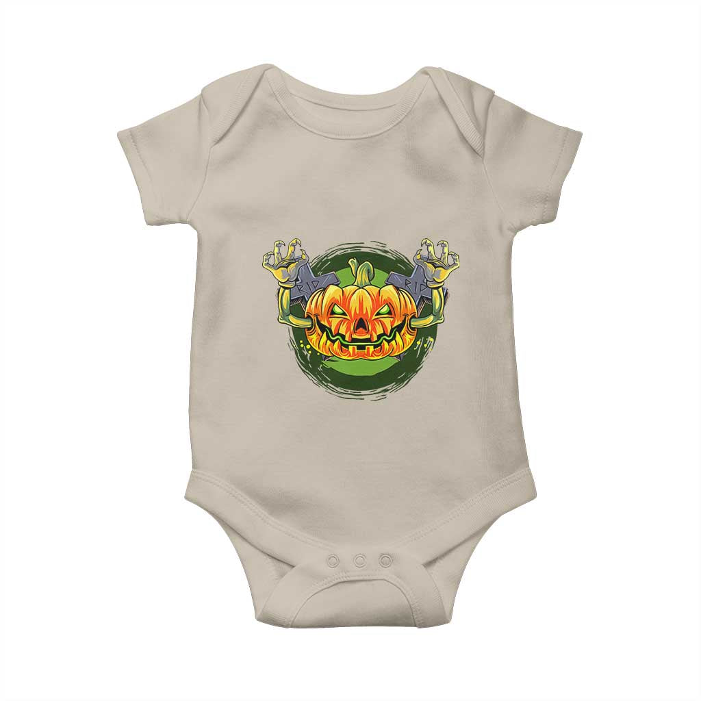 Funny Halloween Pumpkin Ghoul Baby Onesie Scary Zombie Hands TS12 Sand Print Your Wear