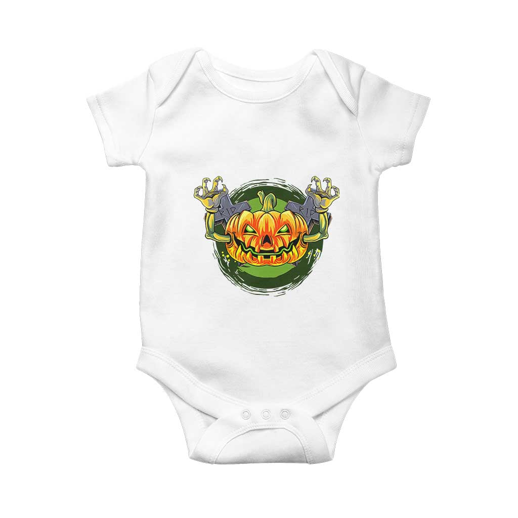 Funny Halloween Pumpkin Ghoul Baby Onesie Scary Zombie Hands TS12 White Print Your Wear