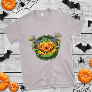 Funny Halloween Pumpkin Ghoul T Shirt Scary Zombie Hands TS12 Ice Gray Print Your Wear