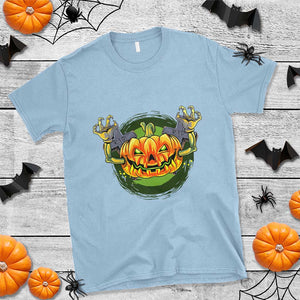 Funny Halloween Pumpkin Ghoul T Shirt Scary Zombie Hands TS12 Light Blue Print Your Wear