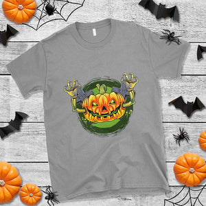 Funny Halloween Pumpkin Ghoul T Shirt Scary Zombie Hands TS12 Sport Gray Print Your Wear