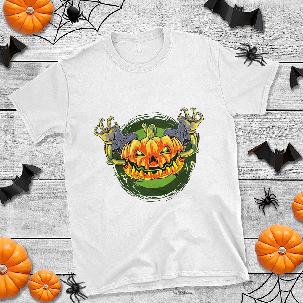 Funny Halloween Pumpkin Ghoul T Shirt Scary Zombie Hands TS12 White Print Your Wear