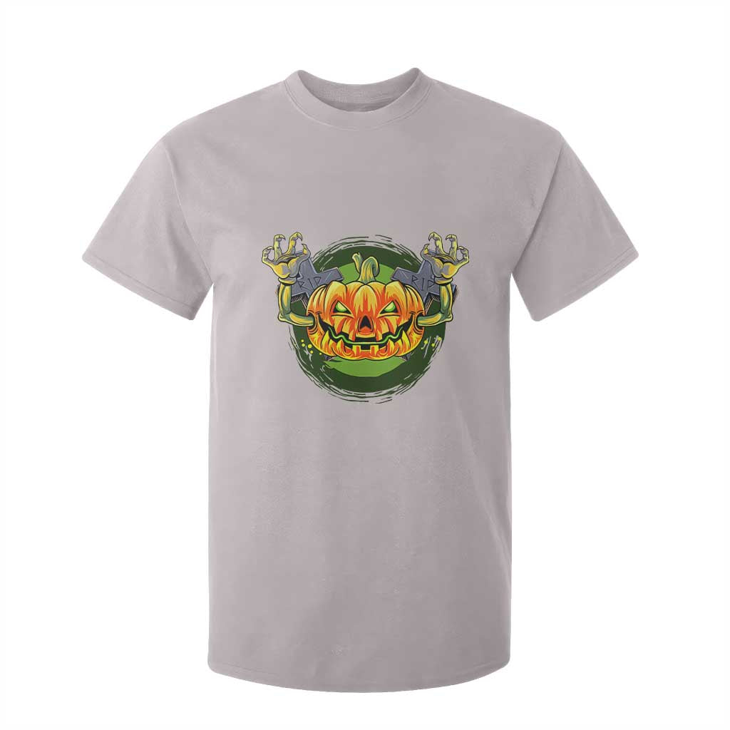 Funny Halloween Pumpkin Ghoul T Shirt For Kid Scary Zombie Hands TS12 Ice Gray Print Your Wear