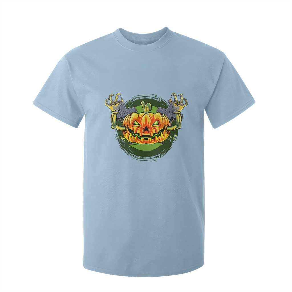 Funny Halloween Pumpkin Ghoul T Shirt For Kid Scary Zombie Hands TS12 Light Blue Print Your Wear