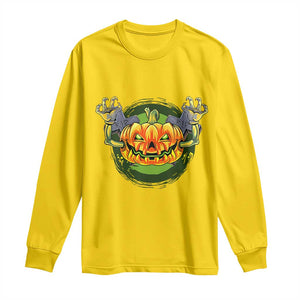 Funny Halloween Pumpkin Ghoul Long Sleeve Shirt Scary Zombie Hands TS12 Daisy Print Your Wear