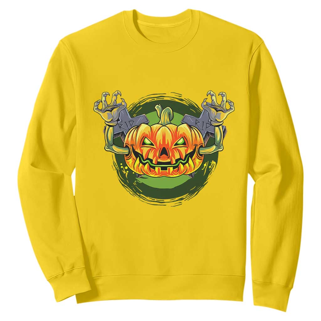 Funny Halloween Pumpkin Ghoul Sweatshirt Scary Zombie Hands TS12 Daisy Print Your Wear