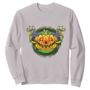 Funny Halloween Pumpkin Ghoul Sweatshirt Scary Zombie Hands TS12 Ice Gray Print Your Wear