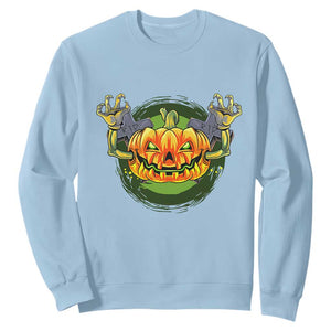 Funny Halloween Pumpkin Ghoul Sweatshirt Scary Zombie Hands TS12 Light Blue Print Your Wear