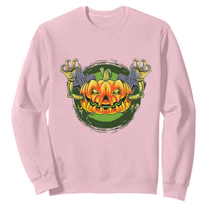Funny Halloween Pumpkin Ghoul Sweatshirt Scary Zombie Hands TS12 Light Pink Print Your Wear
