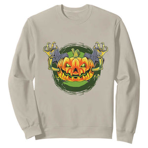 Funny Halloween Pumpkin Ghoul Sweatshirt Scary Zombie Hands TS12 Sand Print Your Wear