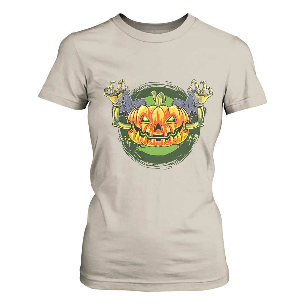 Funny Halloween Pumpkin Ghoul T Shirt For Women Scary Zombie Hands TS12 Sand Print Your Wear