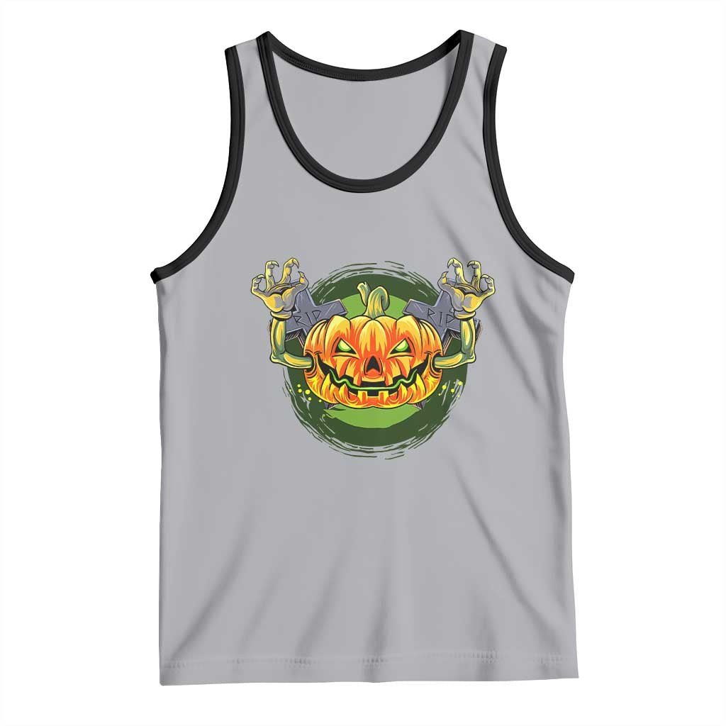 Funny Halloween Pumpkin Ghoul Tank Top Scary Zombie Hands TS12 Athletic Heather Black Print Your Wear