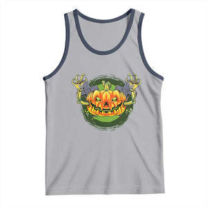 Funny Halloween Pumpkin Ghoul Tank Top Scary Zombie Hands TS12 Athletic Heather Navy Print Your Wear