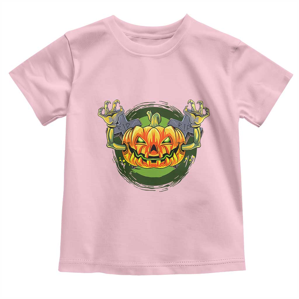 Funny Halloween Pumpkin Ghoul Toddler T Shirt Scary Zombie Hands TS12 Light Pink Print Your Wear