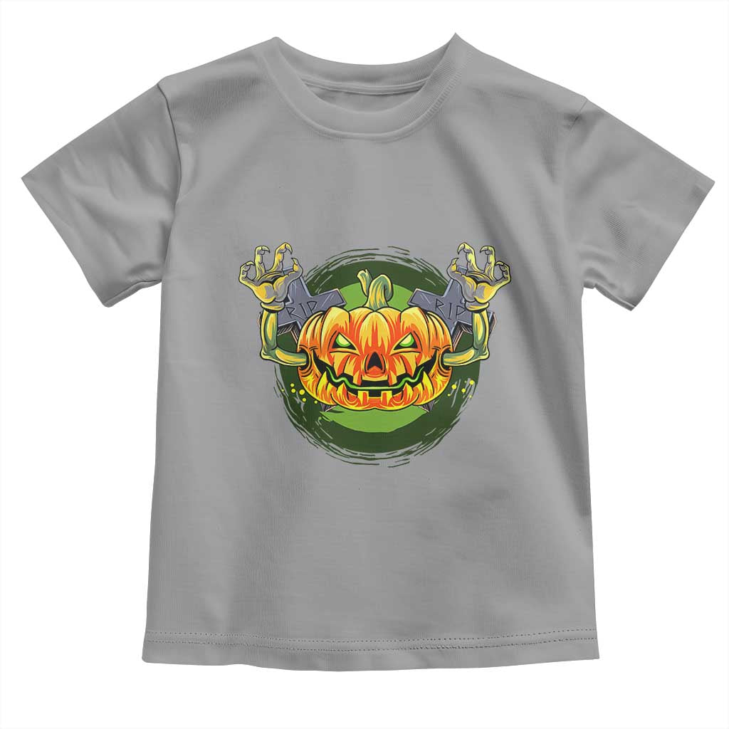 Funny Halloween Pumpkin Ghoul Toddler T Shirt Scary Zombie Hands TS12 Sport Gray Print Your Wear
