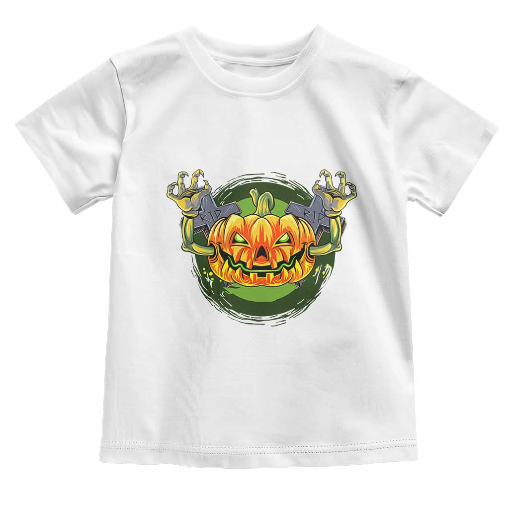Funny Halloween Pumpkin Ghoul Toddler T Shirt Scary Zombie Hands TS12 White Print Your Wear