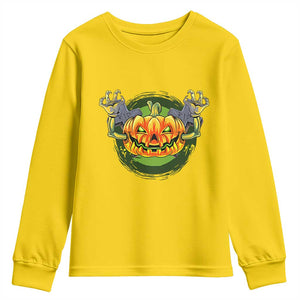 Funny Halloween Pumpkin Ghoul Youth Sweatshirt Scary Zombie Hands TS12 Daisy Print Your Wear