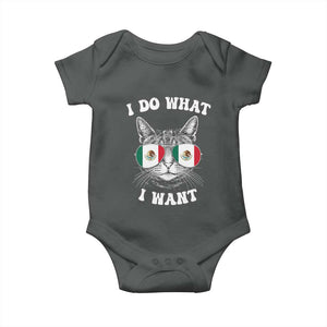 Mexican Cat Baby Onesie I Do What I Want Mexico Flag Sunglasses Funny TS12 Dark Heather Print Your Wear
