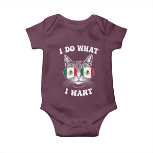Mexican Cat Baby Onesie I Do What I Want Mexico Flag Sunglasses Funny TS12 Maroon Print Your Wear
