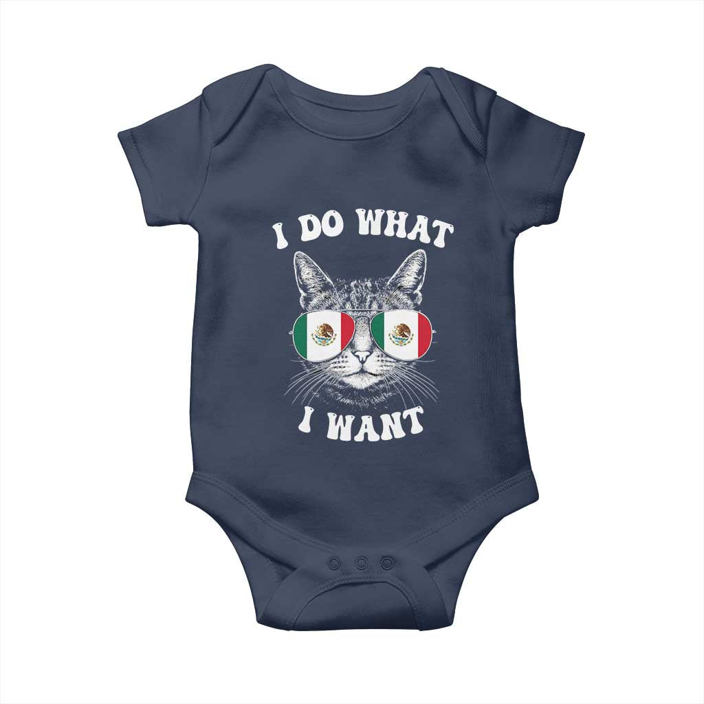 Mexican Cat Baby Onesie I Do What I Want Mexico Flag Sunglasses Funny TS12 Navy Print Your Wear