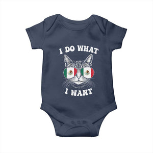 Mexican Cat Baby Onesie I Do What I Want Mexico Flag Sunglasses Funny TS12 Navy Print Your Wear