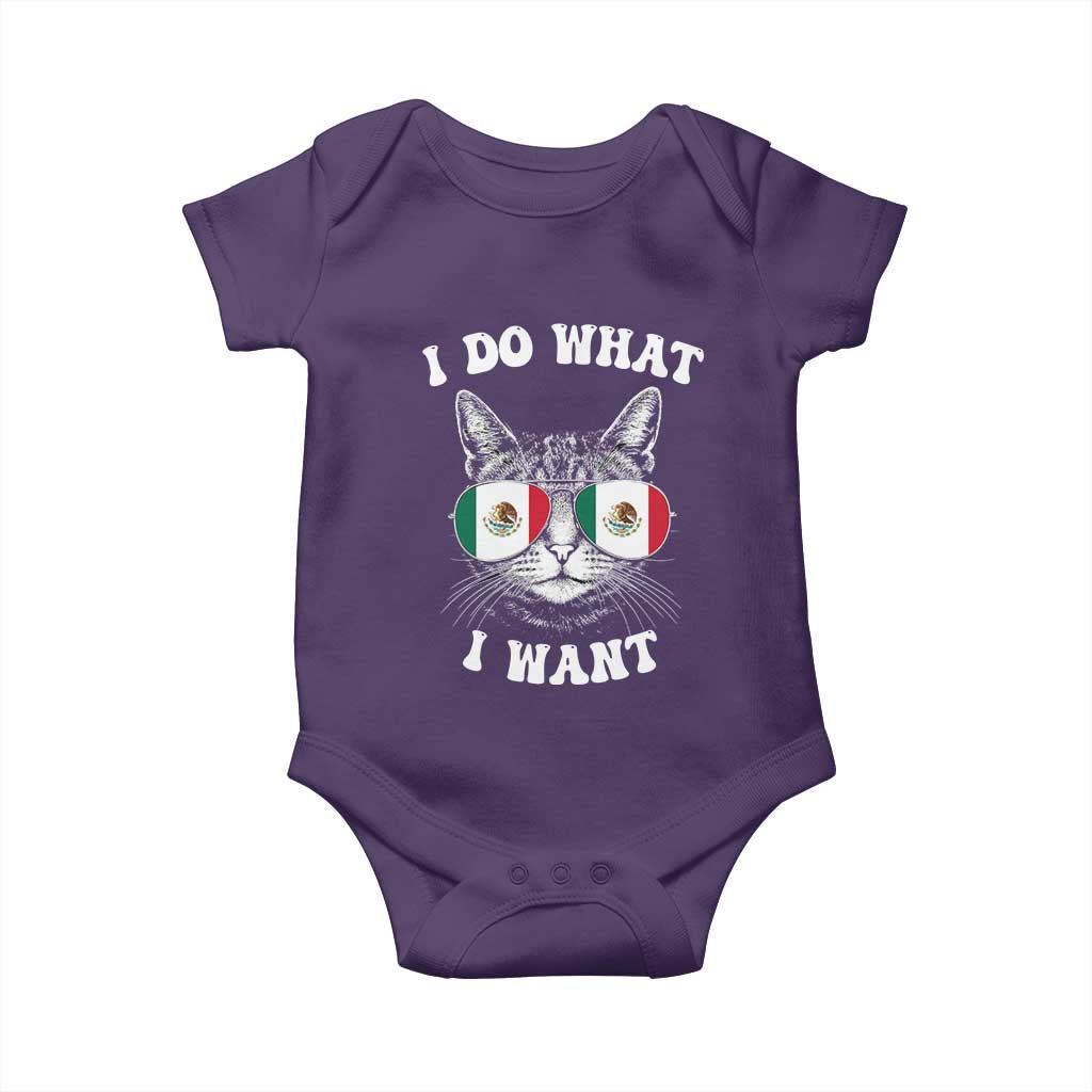 Mexican Cat Baby Onesie I Do What I Want Mexico Flag Sunglasses Funny TS12 Purple Print Your Wear