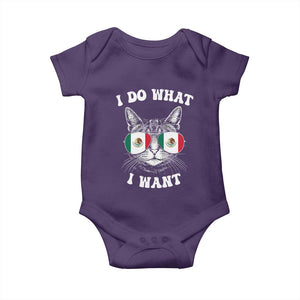 Mexican Cat Baby Onesie I Do What I Want Mexico Flag Sunglasses Funny TS12 Purple Print Your Wear