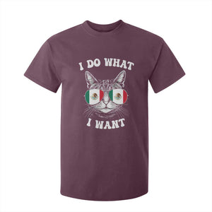Mexican Cat T Shirt For Kid I Do What I Want Mexico Flag Sunglasses Funny TS12 Maroon Print Your Wear