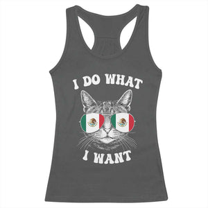 Mexican Cat Racerback Tank Top I Do What I Want Mexico Flag Sunglasses Funny TS12 Dark Heather Print Your Wear