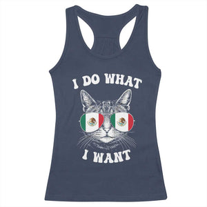 Mexican Cat Racerback Tank Top I Do What I Want Mexico Flag Sunglasses Funny TS12 Navy Print Your Wear