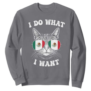 Mexican Cat Sweatshirt I Do What I Want Mexico Flag Sunglasses Funny TS12 Charcoal Print Your Wear