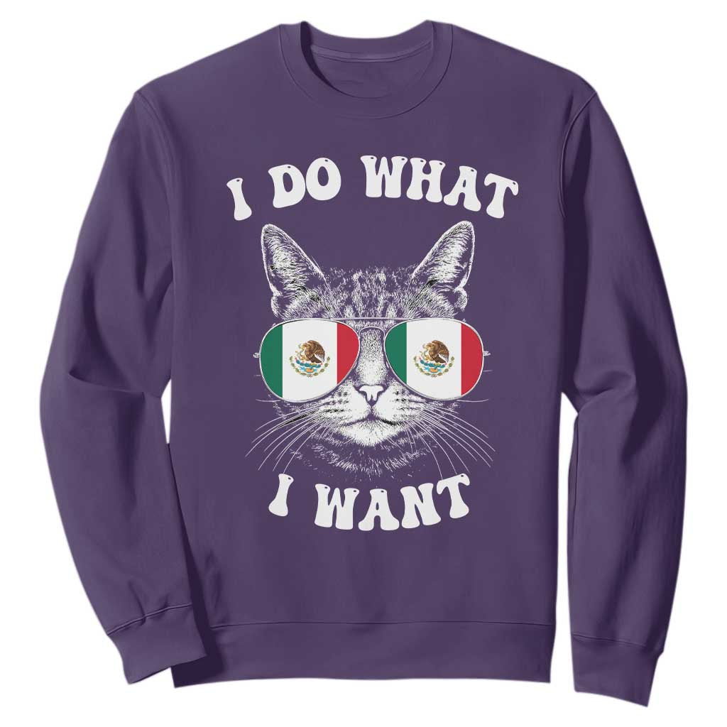 Mexican Cat Sweatshirt I Do What I Want Mexico Flag Sunglasses Funny TS12 Purple Print Your Wear