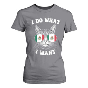 Mexican Cat T Shirt For Women I Do What I Want Mexico Flag Sunglasses Funny TS12 Charcoal Print Your Wear