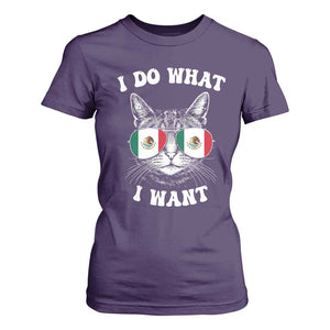 Mexican Cat T Shirt For Women I Do What I Want Mexico Flag Sunglasses Funny TS12 Purple Print Your Wear