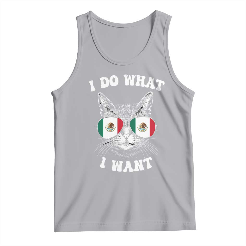 Mexican Cat Tank Top I Do What I Want Mexico Flag Sunglasses Funny TS12 Athletic Heather Print Your Wear