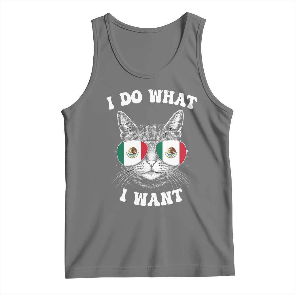 Mexican Cat Tank Top I Do What I Want Mexico Flag Sunglasses Funny TS12 Black Heather Print Your Wear