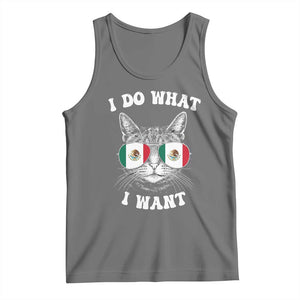Mexican Cat Tank Top I Do What I Want Mexico Flag Sunglasses Funny TS12 Black Heather Print Your Wear