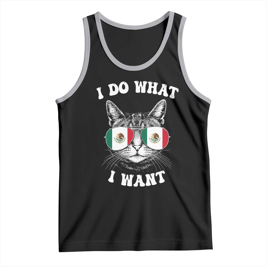 Mexican Cat Tank Top I Do What I Want Mexico Flag Sunglasses Funny TS12 Black Athletic Heather Print Your Wear