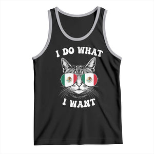 Mexican Cat Tank Top I Do What I Want Mexico Flag Sunglasses Funny TS12 Black Athletic Heather Print Your Wear