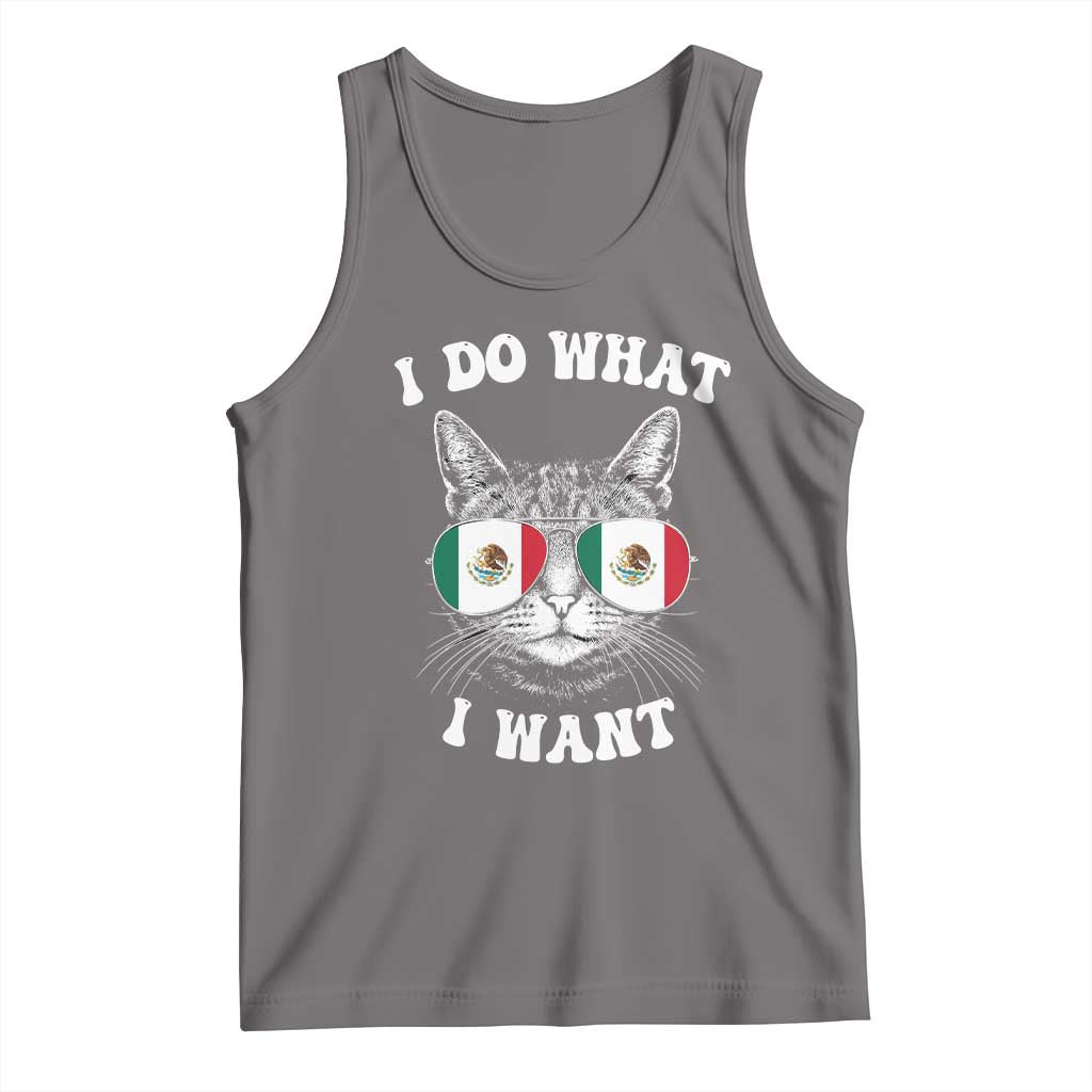Mexican Cat Tank Top I Do What I Want Mexico Flag Sunglasses Funny TS12 Deep Heather Print Your Wear